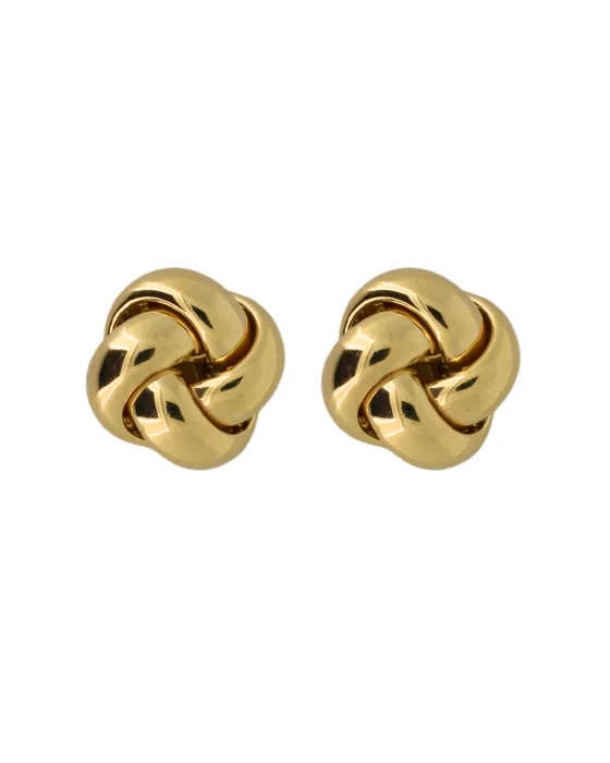 9CT Y/G KNOT EARRINGS 14mm